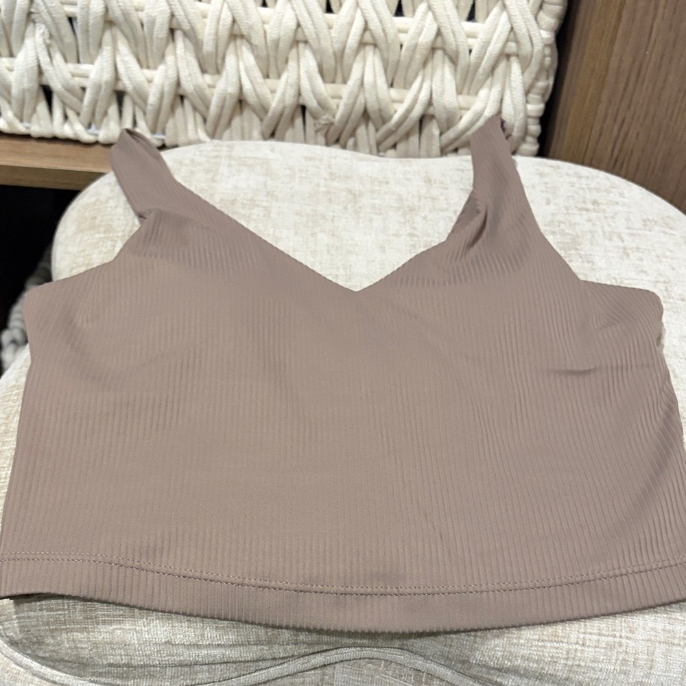 Athleta NWOT | Women’s Ribbed V-Neck Crop Tank Top - Taupe 🤍